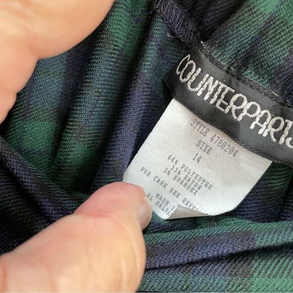 VINTAGE COUNTERPARTS STIRRUP PANTS IN GREEN‎ AND BLUE PLAID - Picture 6 of 6